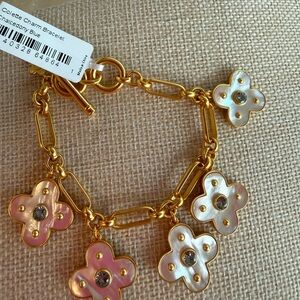 Gold and blue Flower Charm Bracelet